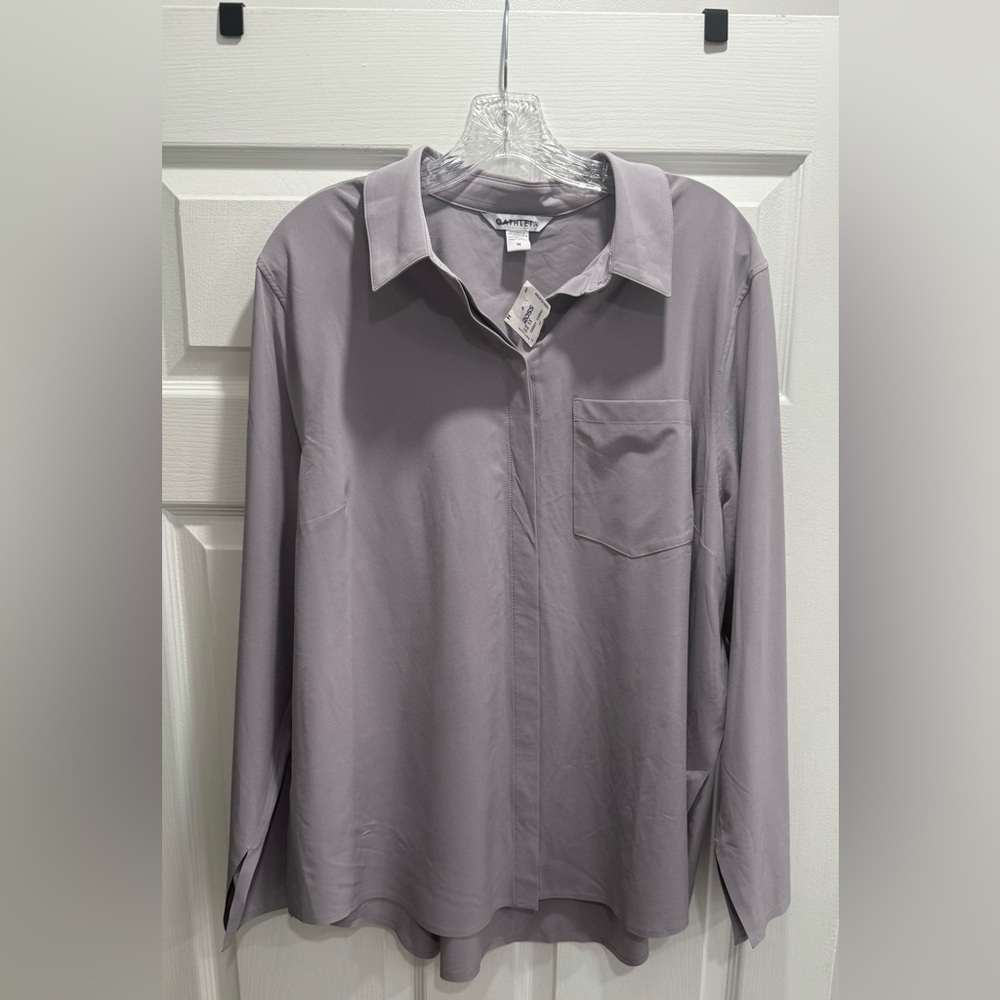 NOT FOR SALE !!!    New Athleta Urbanite button down UPF 50 light plum